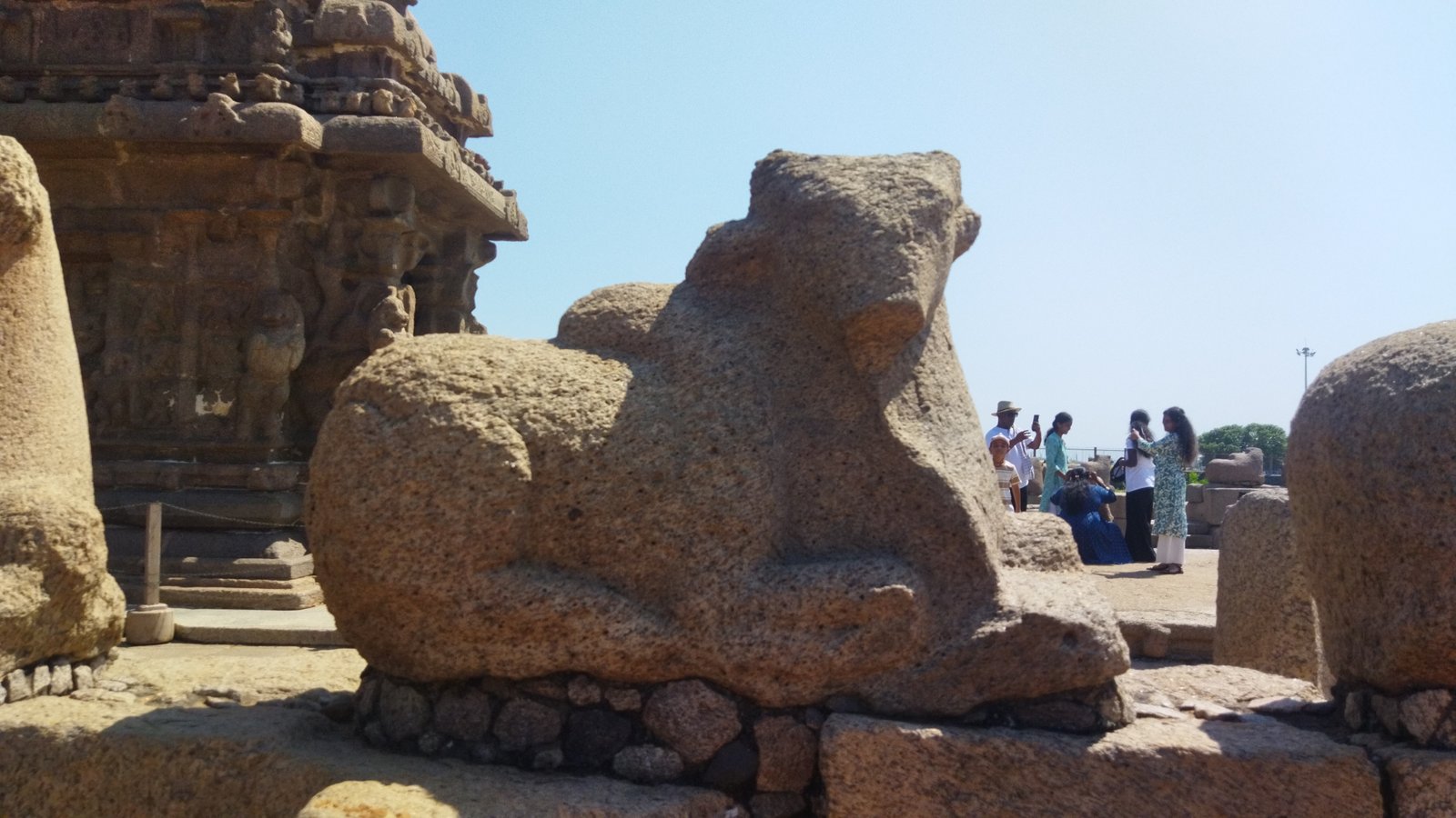 Nandi stone Carving, Shore Temple, Mahabalipuram, TN
