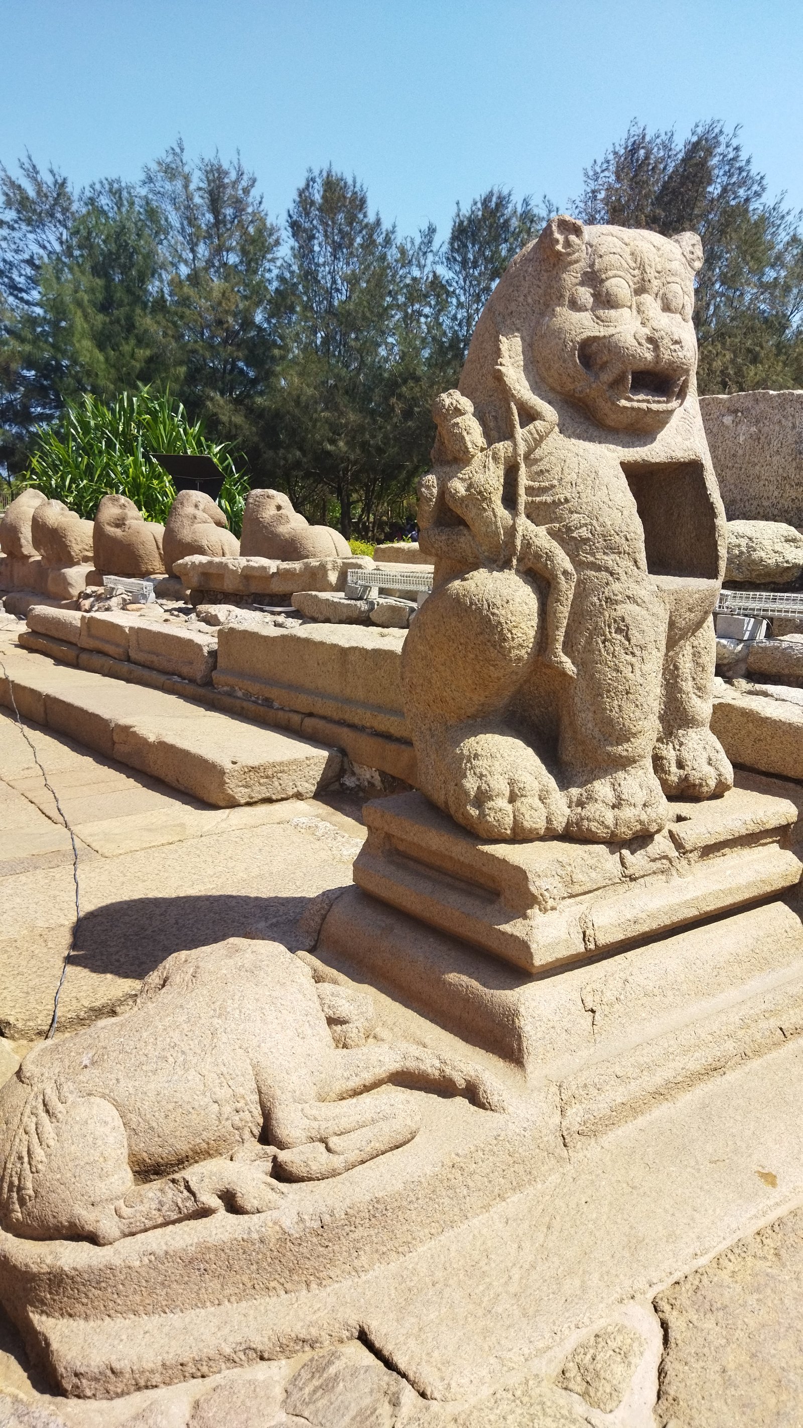 Maa Durga stone Carving, Shore Temple, Mahabalipuram, TN