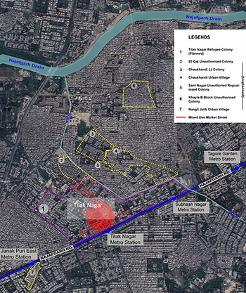 Tilak Nagar and its surrounding Settlements