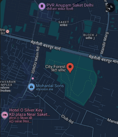 Google map- Hauz Rani City Forest