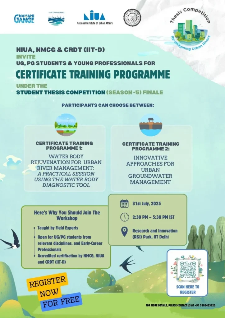 NIUA IIT Delhi Certificate Training on Urban Water and Groundwater Management