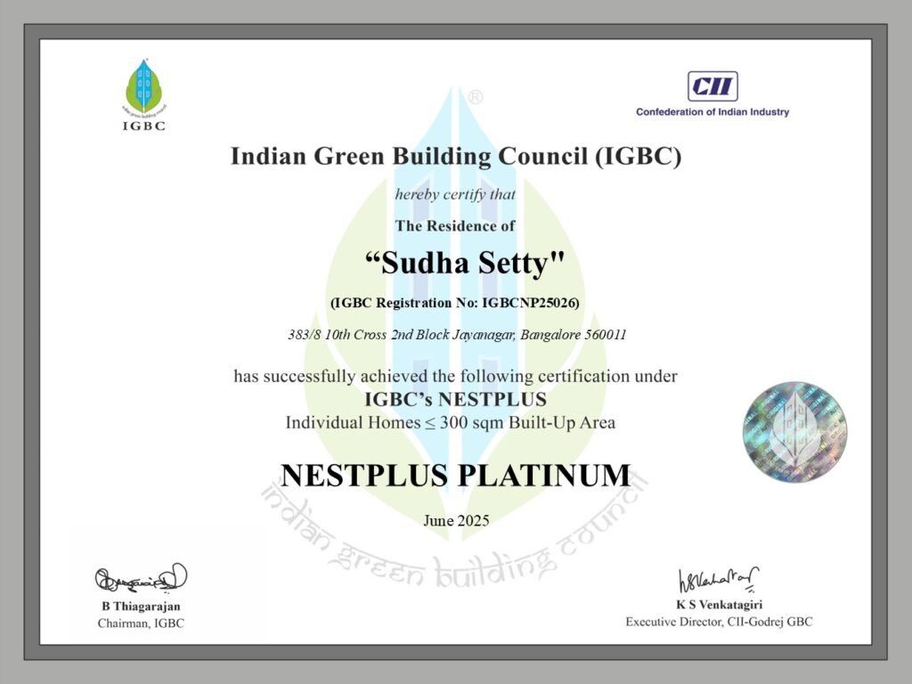 50-Year-Old Bangalore Home Renovated into IGBC-Certified Smart Residence
By Architect Yoshita Sriram – S