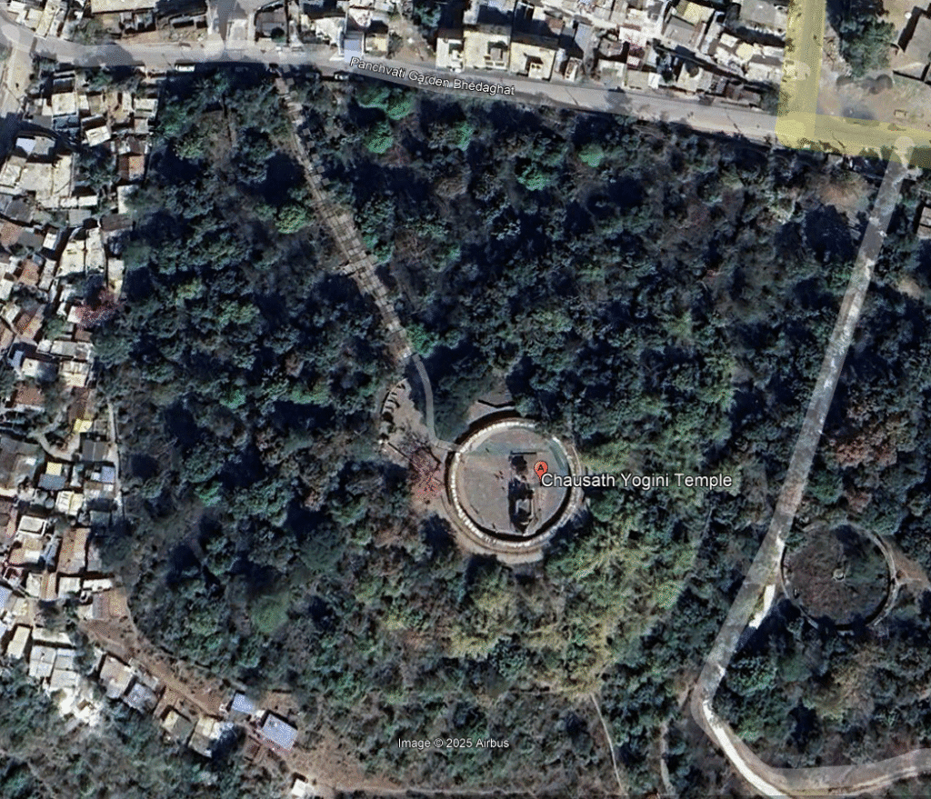 Map: Chausath Yogini Temple of Jabalpur