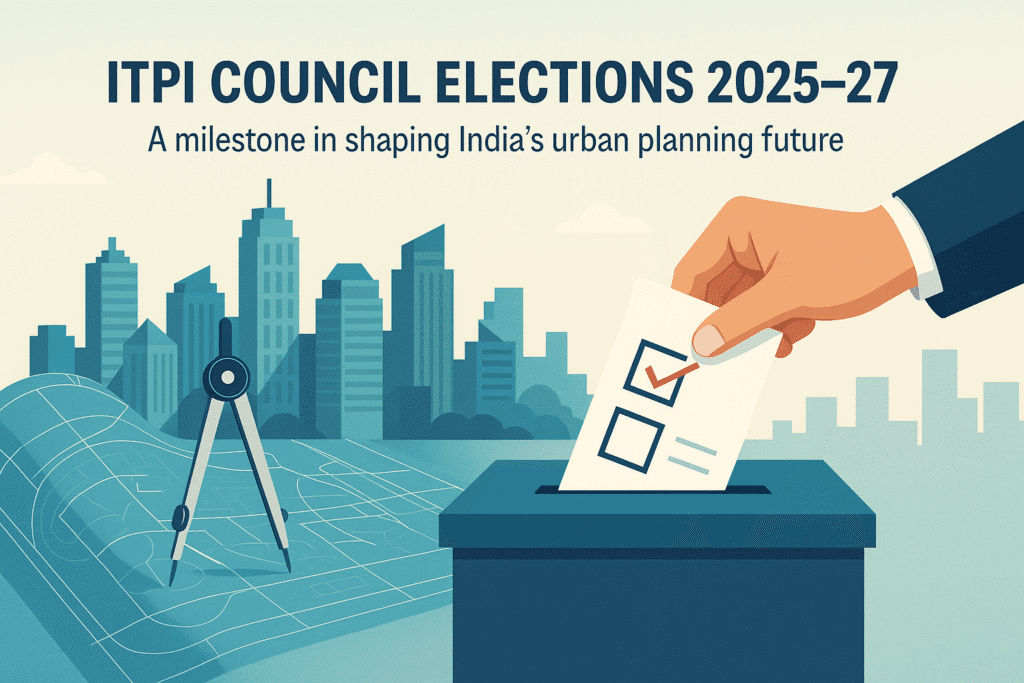 Feature image showing urban planning and governance theme for ITPI Council Elections 2025–27.
