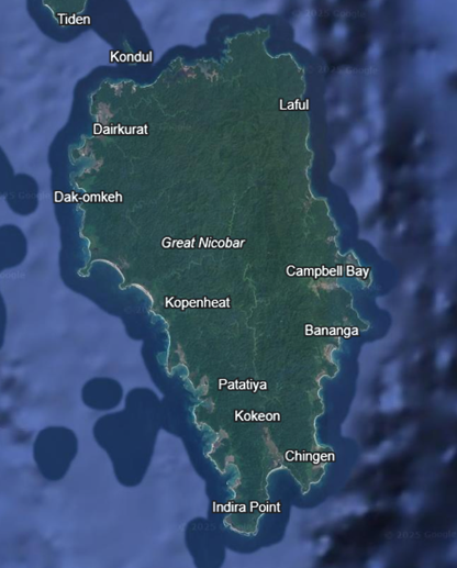 Location of Great Nicobar Islands