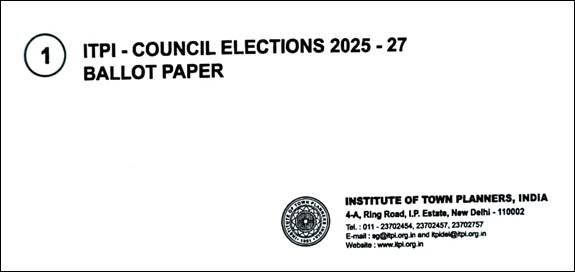 ITPI ballot paper submission envelope received by member