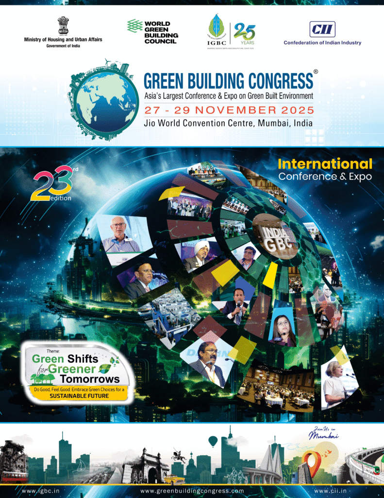 Poster of Green Building Congress 2025 at Jio World Convention Centre, Mumbai.