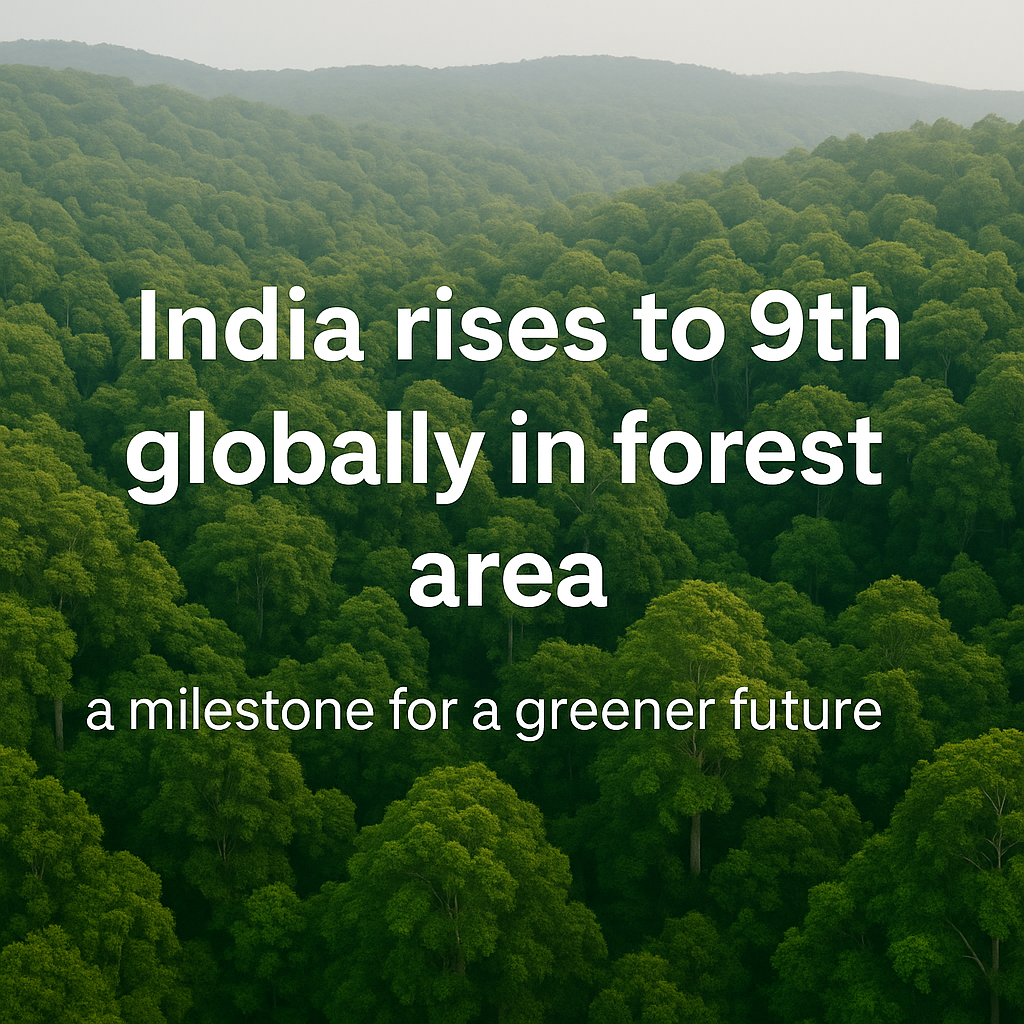 India ranks 9th worldwide in total forest area, FAO GFRA 2025.