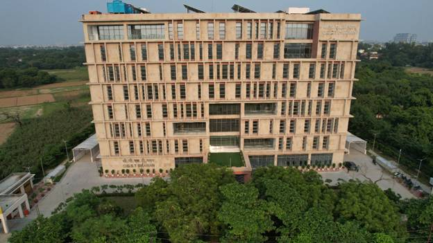 Aerial view of the newly inaugurated CGST Bhawan in Ghaziabad.