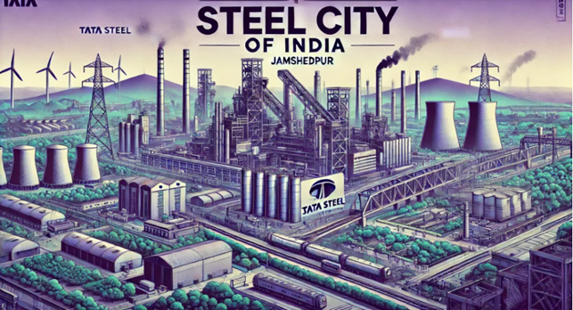 Illustrated view of Jamshedpur, India’s first planned industrial city developed by Tata Steel.