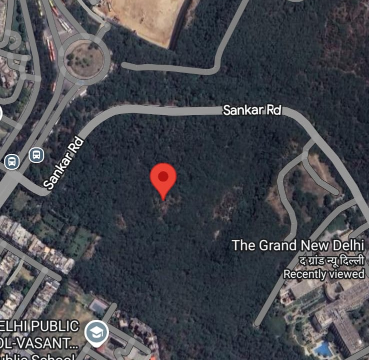 Satellite view of the proposed SPA Delhi campus site near The Grand, Vasant Kunj.