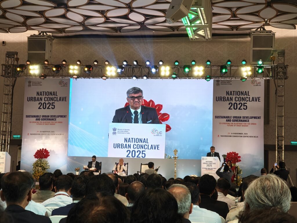 Senior MoHUA official speaking at the plenary session of the National Urban Conclave 2025.