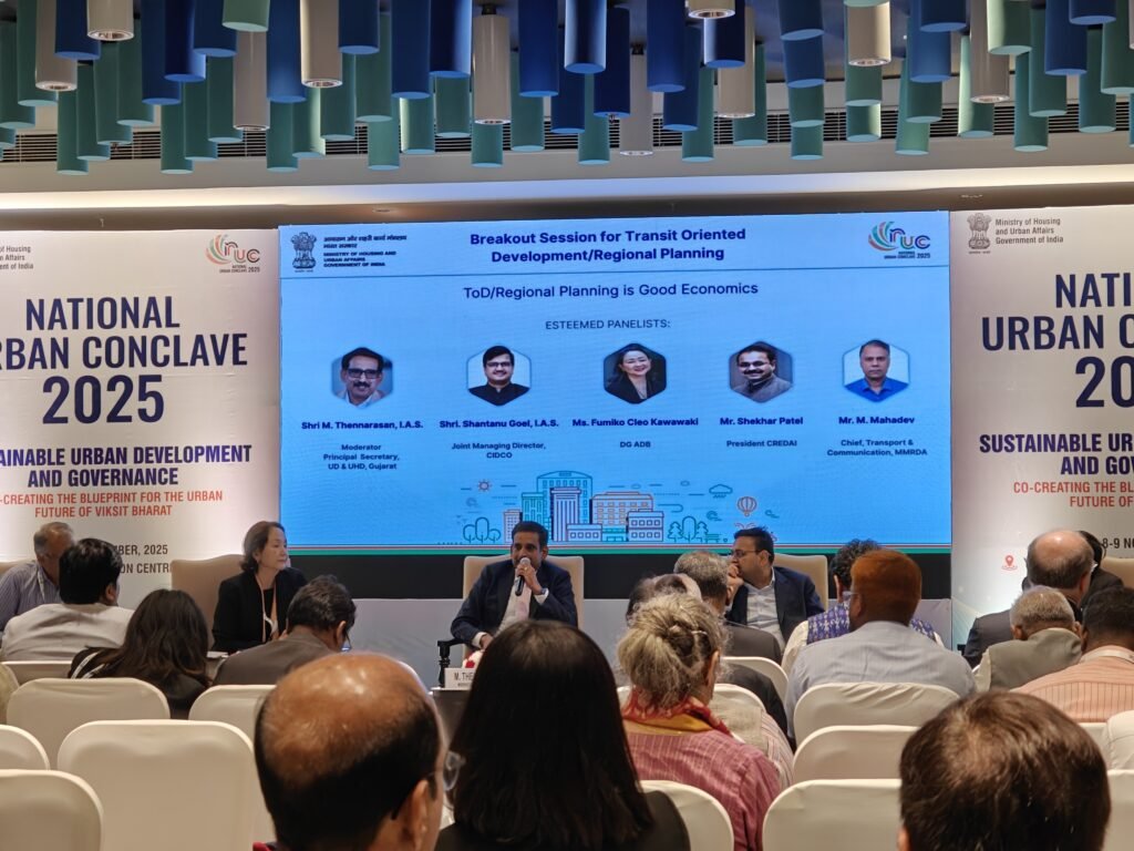 Panelists discussing technology and data analytics for Transit-Oriented Development during the National Urban Conclave 2025.