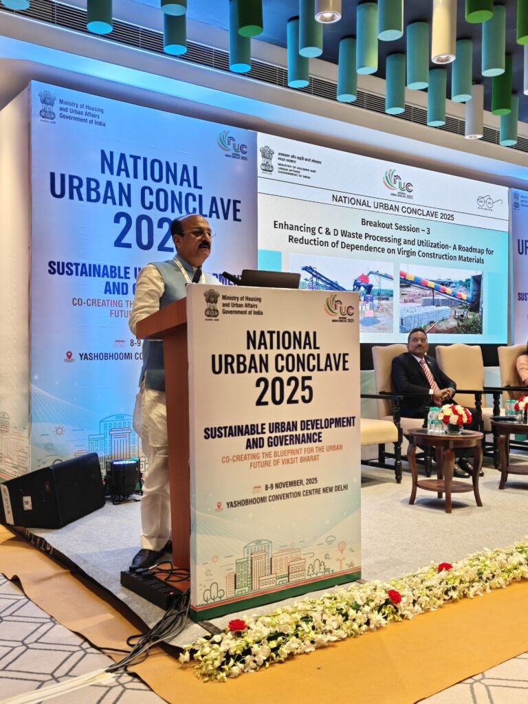 Resource person addressing the breakout session on construction and demolition waste management at the National Urban Conclave 2025.