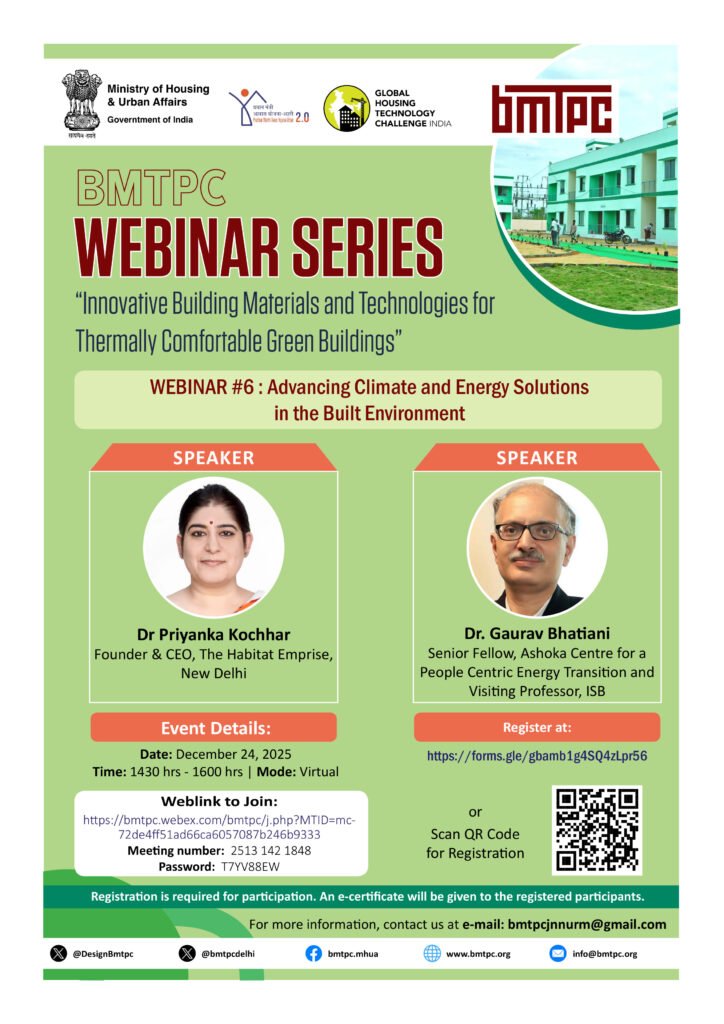 BMTPC Webinar on Advancing Climate and Energy Solutions in the Built Environment