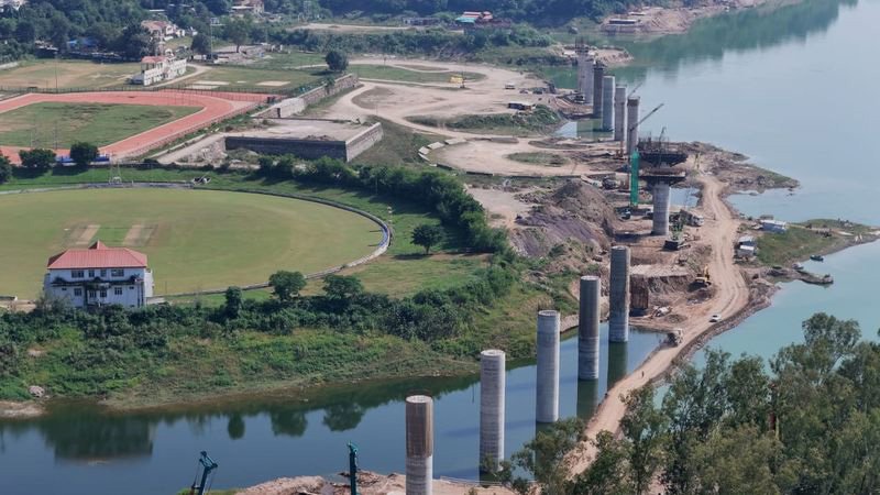 Railway infrastructure development underway in Himachal Pradesh, where land acquisition delays have impacted project timelines.