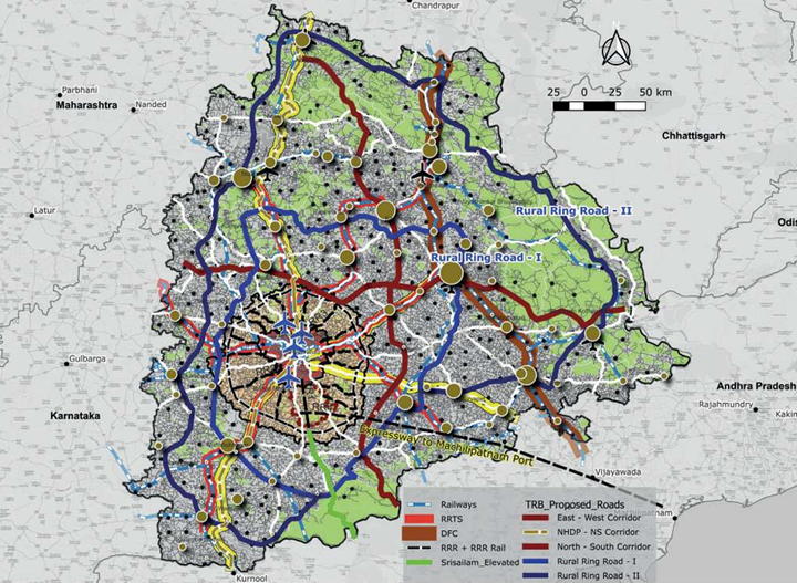 Map Showing Major Transportation Networks - Highways, Railways, Airports – 2047