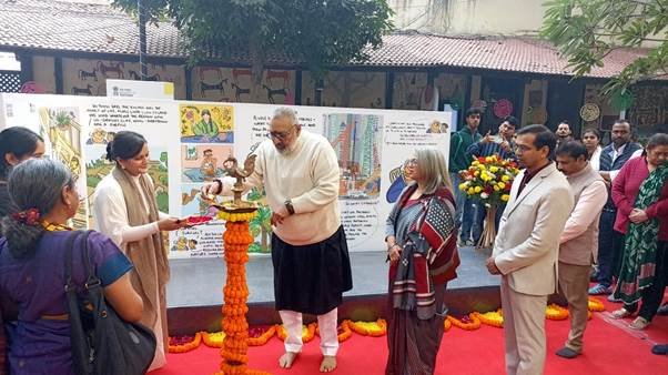 Union Textiles Minister Giriraj Singh inaugurating Crafted for the Future exhibition at National Crafts Museum, New Delhi