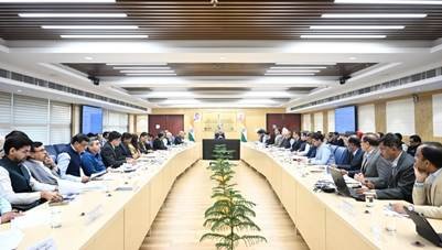 High-level review meeting chaired by Union Environment Minister Bhupender Yadav with officials from NCR states on Delhi-NCR air quality management.
