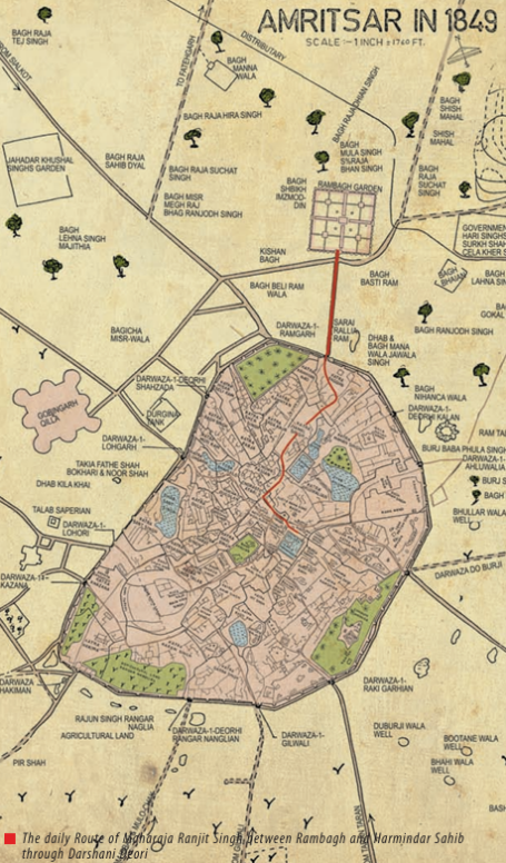 Daily Route of Maharaja Ranjit Singh Ji 