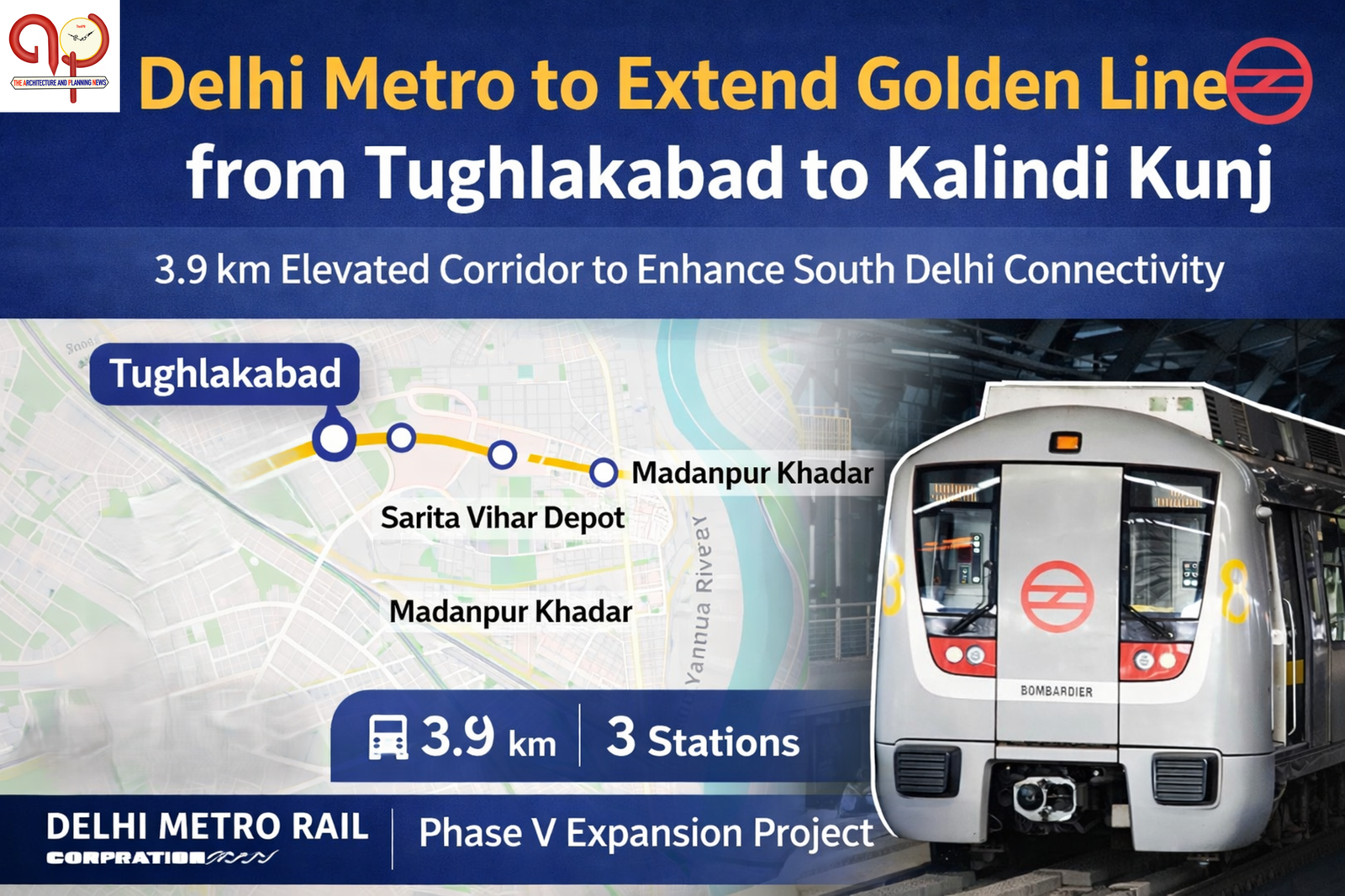 Delhi Metro to Extend Golden Line with 3.9 km Elevated Corridor from Tughlakabad to Kalindi Kunj