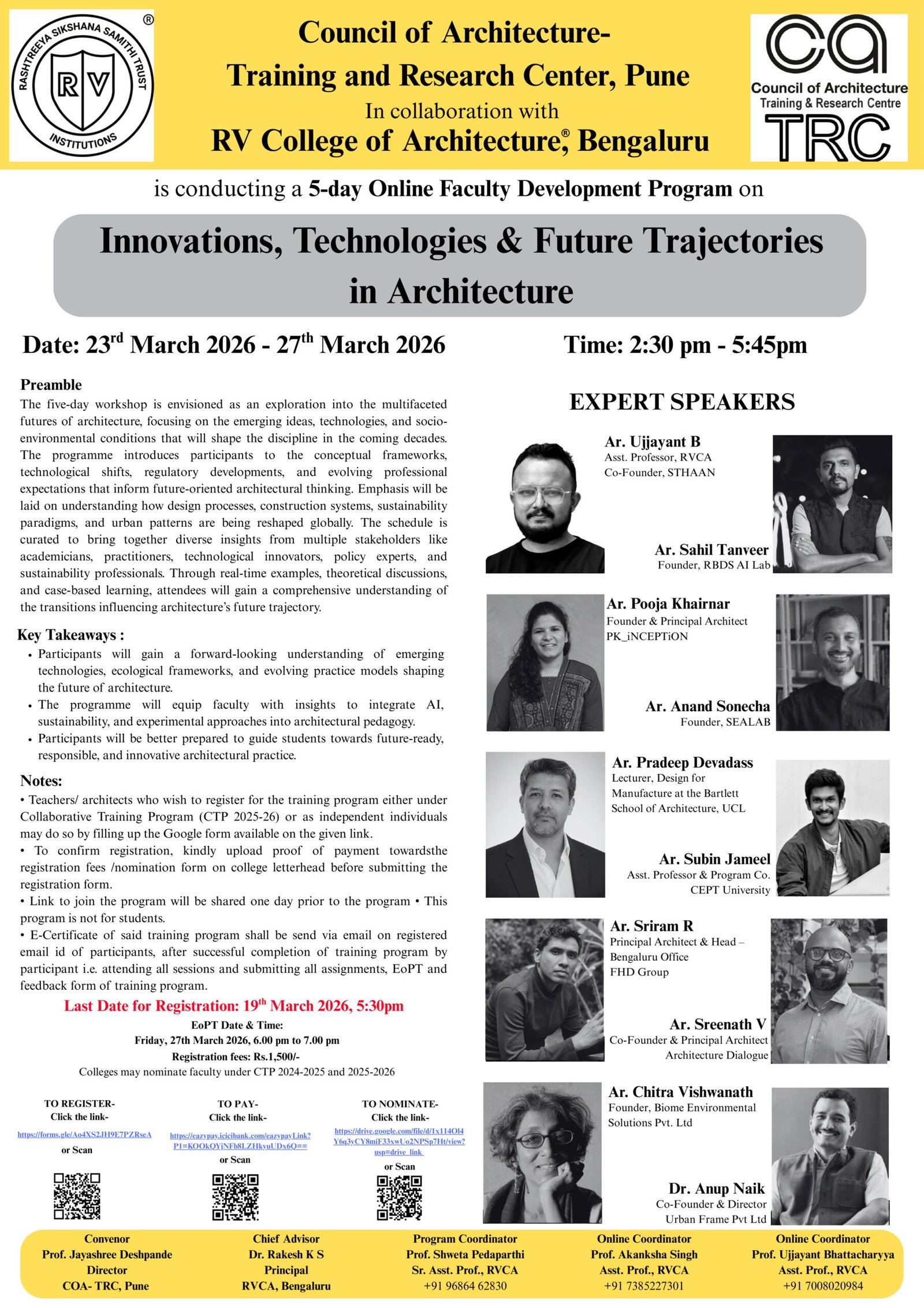 5-Day Online Faculty Development Program on Innovations, Technologies & Future Trajectories in Architecture