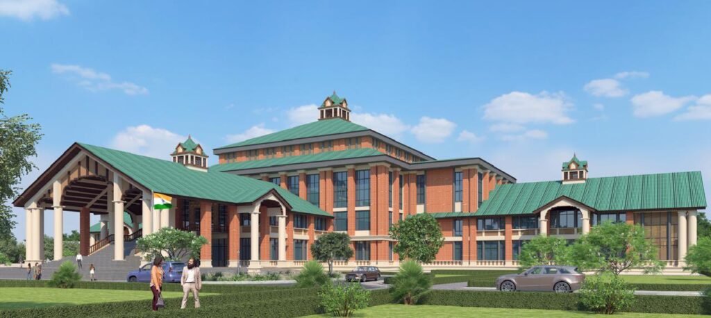 Architectural rendering of the new Assam Legislative Assembly building proposed in Dibrugarh