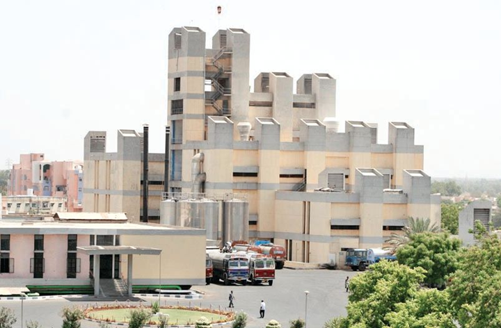 Dudhsagar Dairy plant in Mehsana designed with exposed concrete industrial modernism
