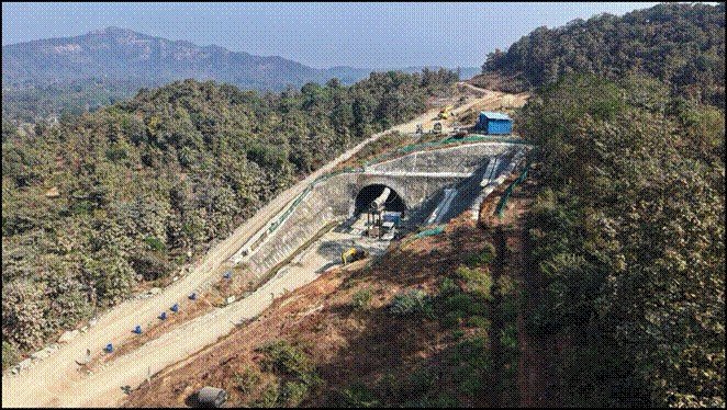 Mountain tunnel portal under construction in Palghar for the Mumbai–Ahmedabad Bullet Train Project