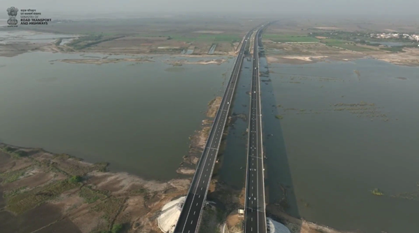 Long elevated stretch of Ahmedabad–Dholera Expressway over wetlands