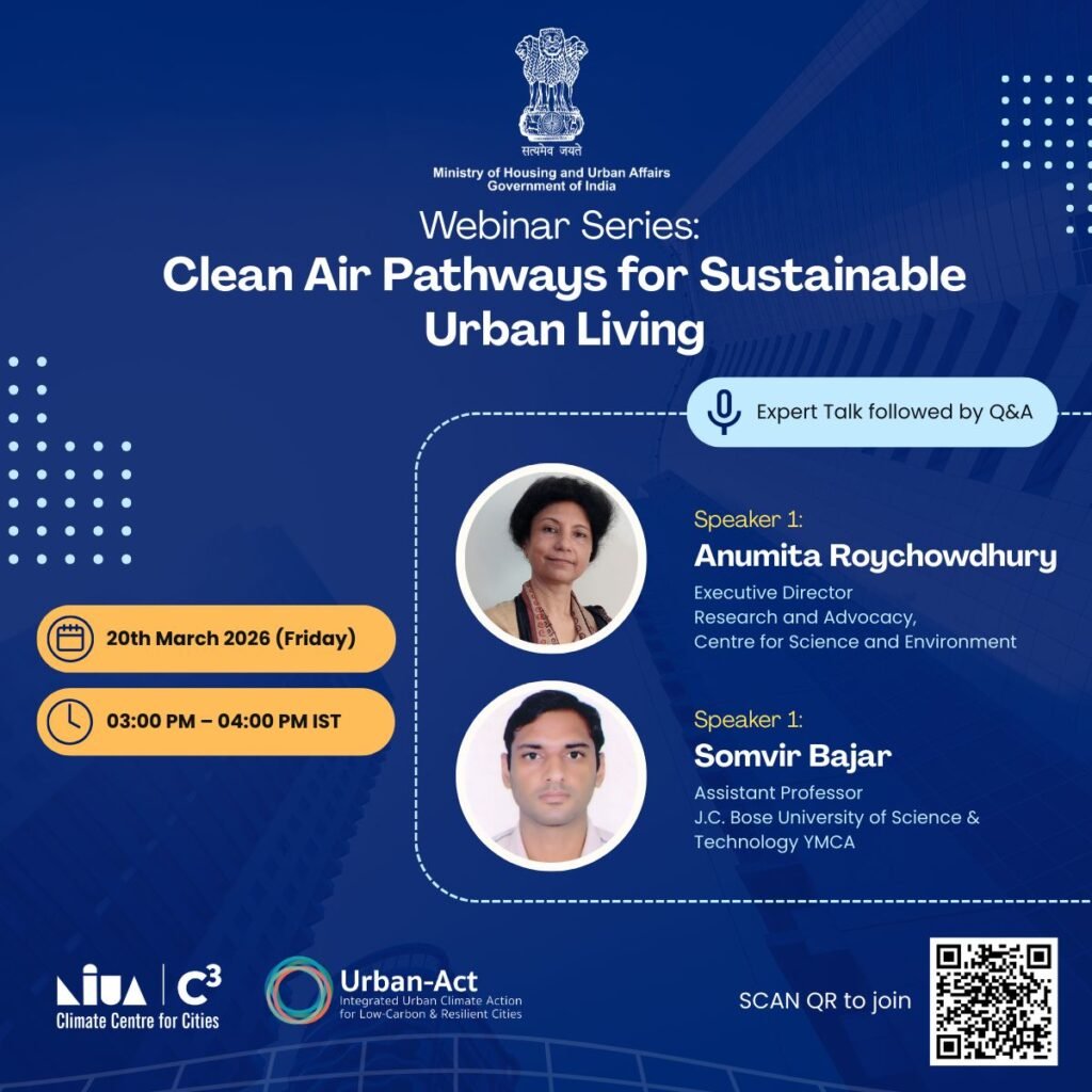 Speakers for NIUA clean air webinar Anumita Roychowdhury and Somvir Bajar