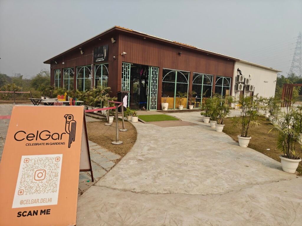 CelGar café building at Baansera bamboo themed park on Yamuna floodplain Delhi