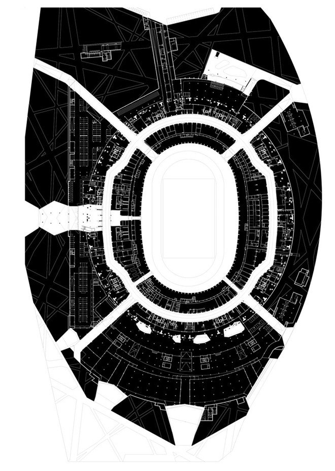 ground floor plan Bird’s Nest stadium entry circulation services Beijing