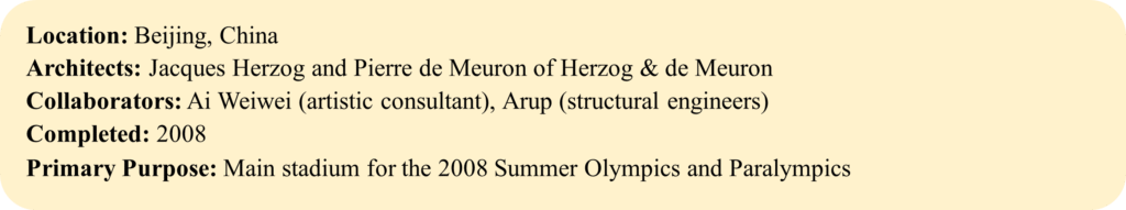 Bird’s Nest Stadium project details Beijing location architects Herzog de Meuron Ai Weiwei Arup