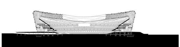 sectional detail Bird’s Nest stadium structure seating tiers roof system