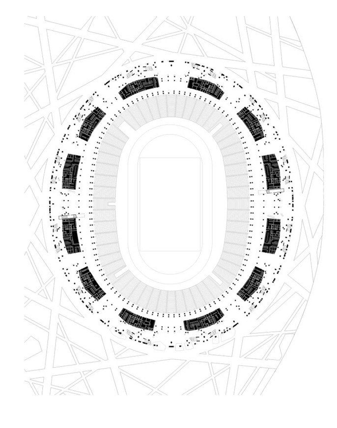 third floor plan Bird’s Nest stadium upper seating circulation layout
