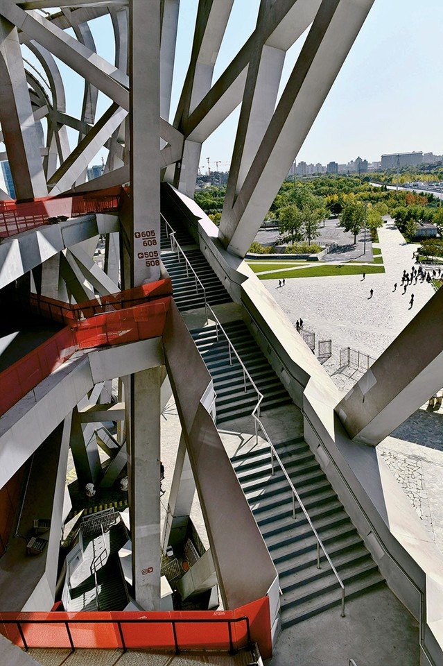 Bird’s Nest stadium staircase circulation steel structure architecture Beijing
