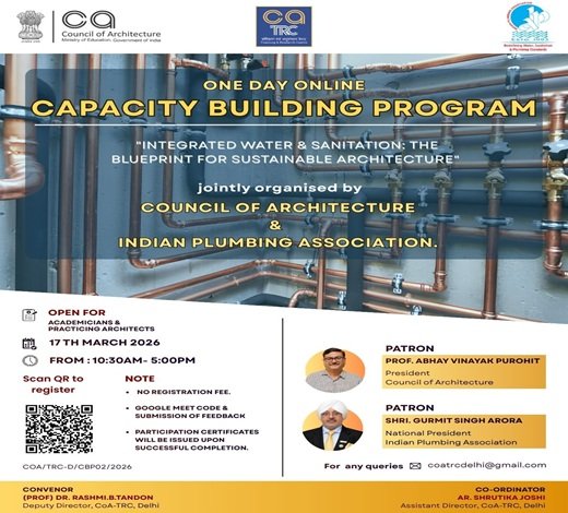 Council of Architecture and Indian Plumbing Association capacity building program on integrated water and sanitation for sustainable architecture