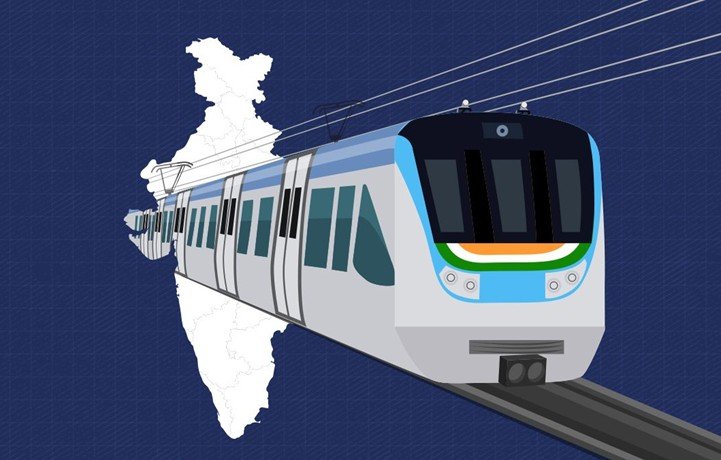 Modern metro train illustration representing future urban transport and metro expansion in India
