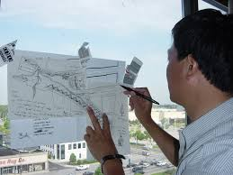Kongjian Yu sketching a landscape architecture concept illustrating ecological urban design and sponge city ideas.