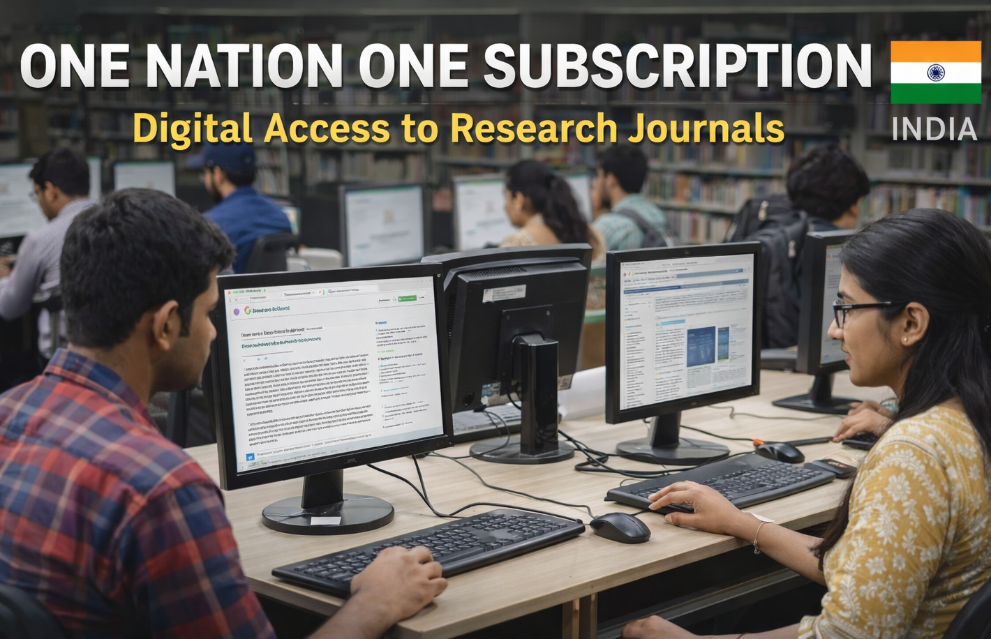Students accessing research journals under One Nation One Subscription ONOS scheme India