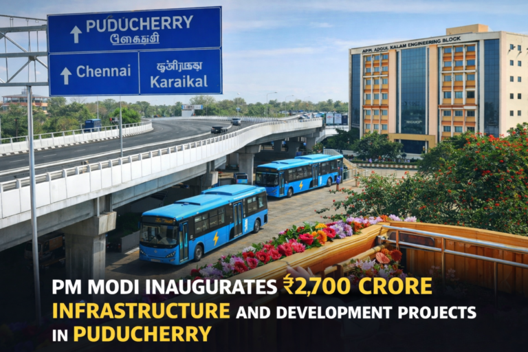 PM Narendra Modi Launches ₹2,700+ Crore Development Projects in Puducherry, Boosts Infrastructure, Health and Urban Mobility