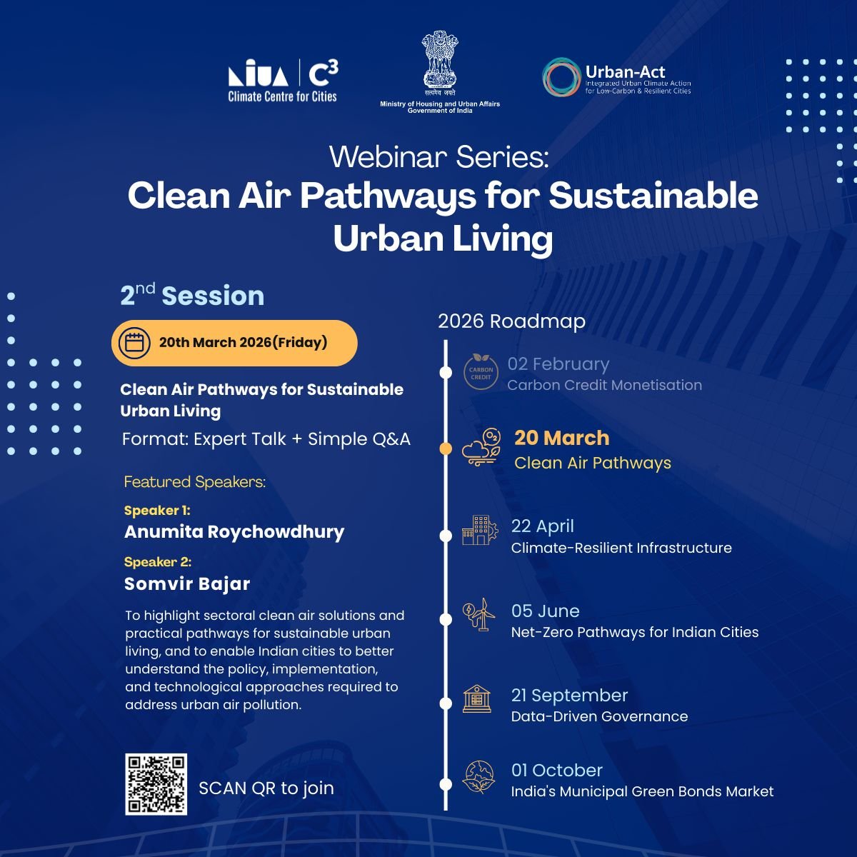 NIUA Webinar on Clean Air Pathways for Sustainable Urban Living on March 20, 2026