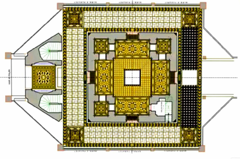 Intricate geometric flooring pattern in central court of Golden Temple