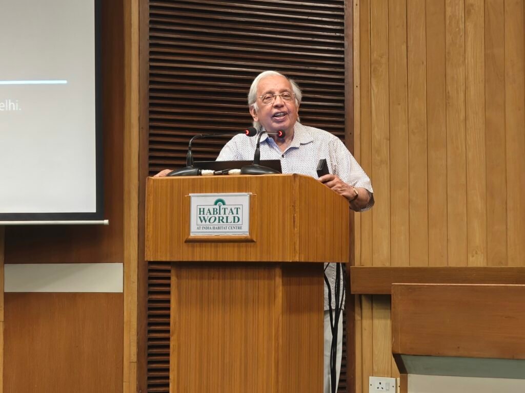 Speaker addressing audience at Architecture Matters XI event at India Habitat Centre