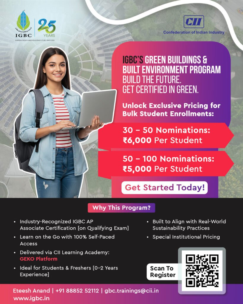 IGBC launches Green Buildings and Built Environment Program to train sustainability professionals in India