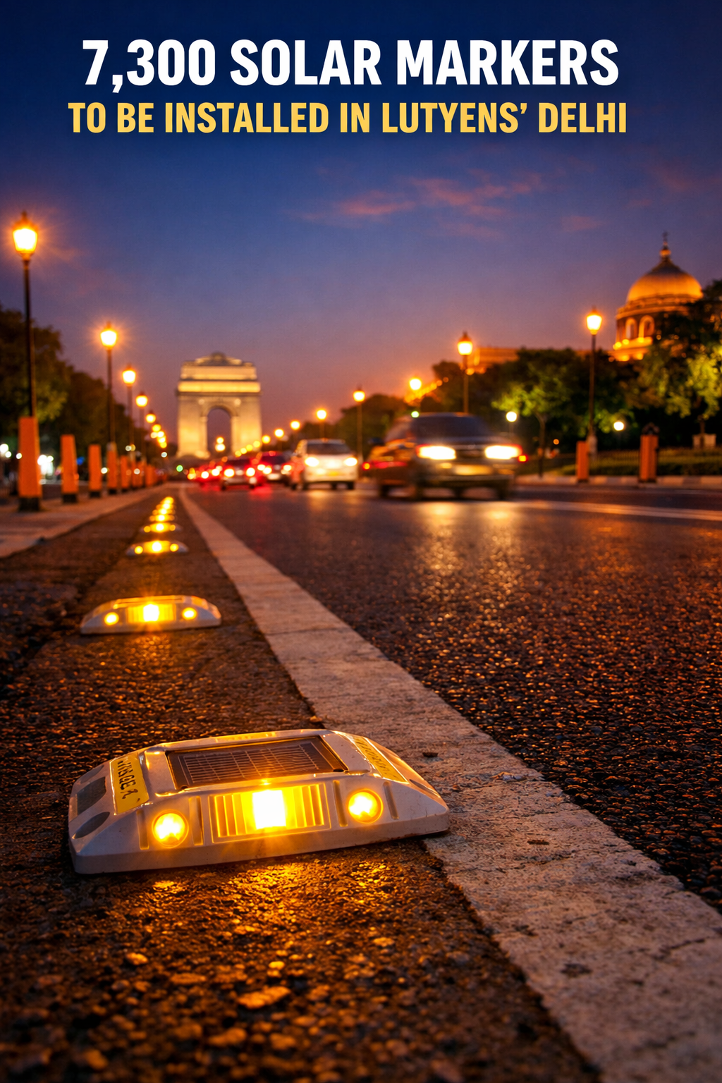 NDMC to Install 7,300+ Solar Road Markers Across Lutyens&rsquo; Delhi to Boost Night Safety