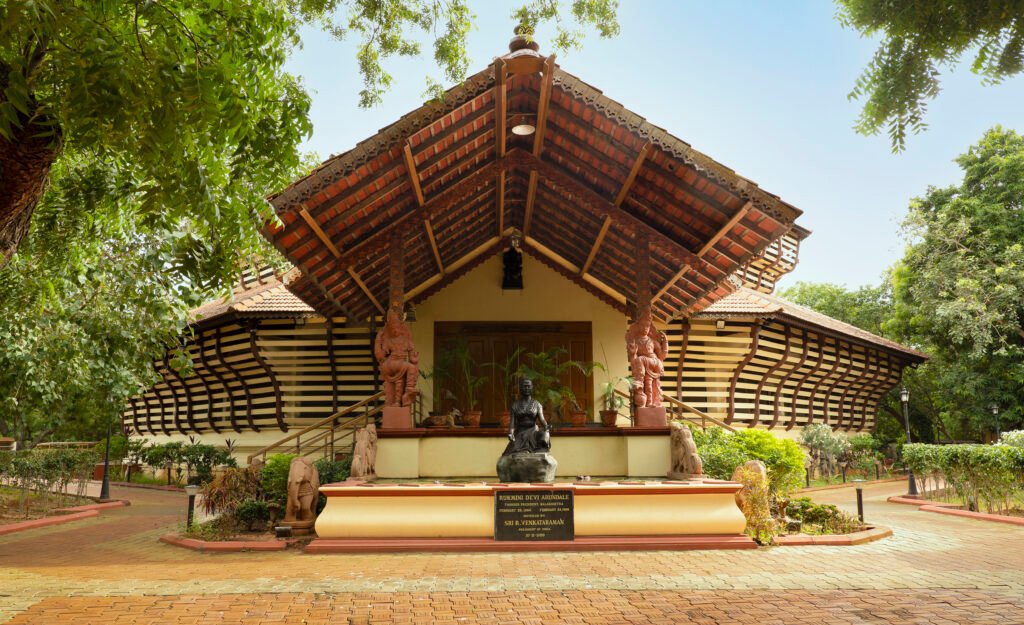 Bharata Kalashettram building designed with traditional South Indian architectural elements
