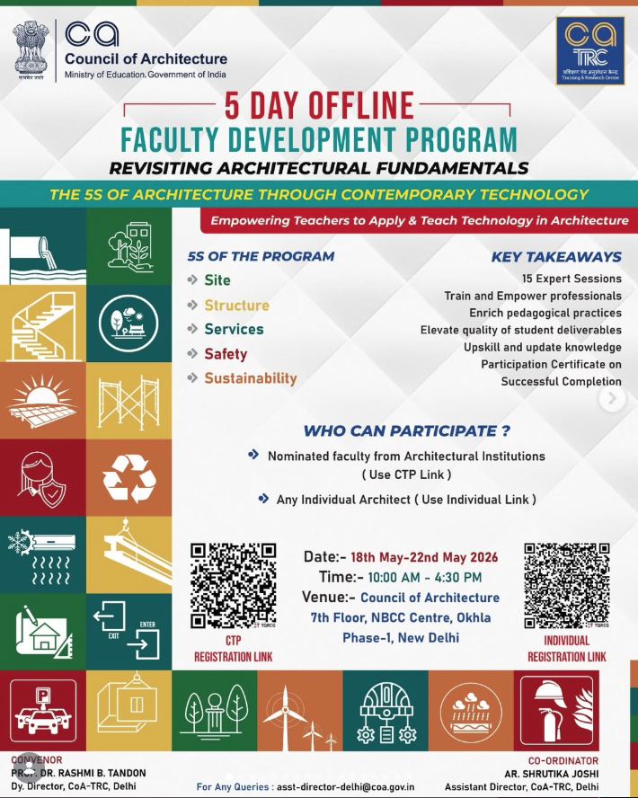 CoA-TRC Faculty Development Program 2026 poster on architectural technology and education