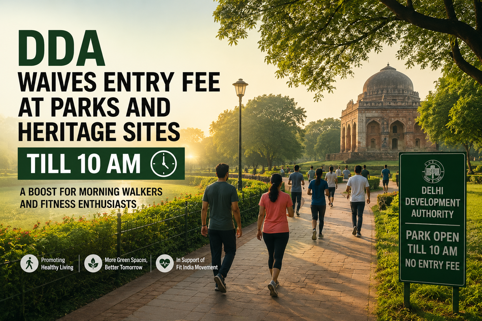 DDA Removes Entry Fee at Delhi Parks Till 10 AM for Morning Visitors